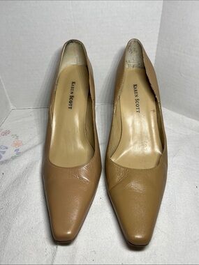 Karen Scott Women's Tan Pointed-Toe Leather Pumps